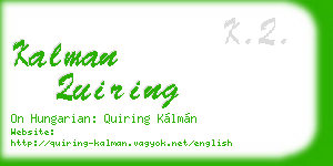 kalman quiring business card