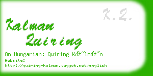 kalman quiring business card